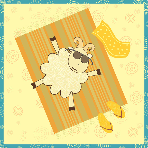 Sunbathing sheep - Wektor, obraz