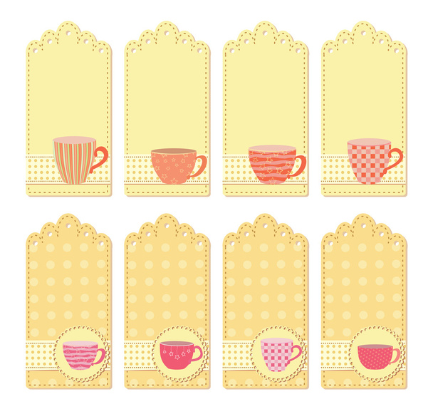 Teacups tags collection - Vector, afbeelding