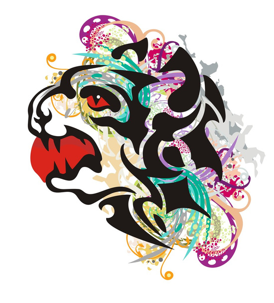 Grunge tribal aggressive dog head - Vector, Image