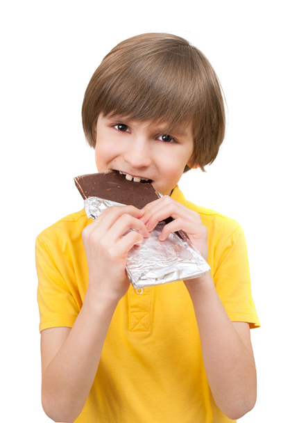 happy boy with chocolate - Fotoğraf, Görsel