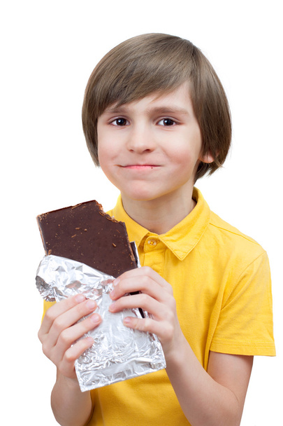 happy boy with chocolate - Фото, изображение