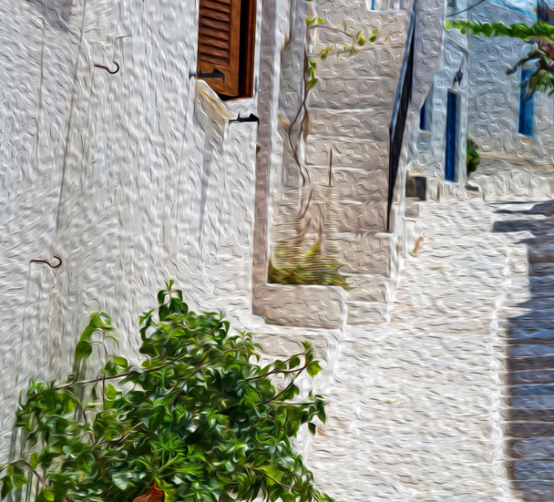 fiore nell'isola di Grecia antorini europa vecchia casa e whi
 - Foto, immagini