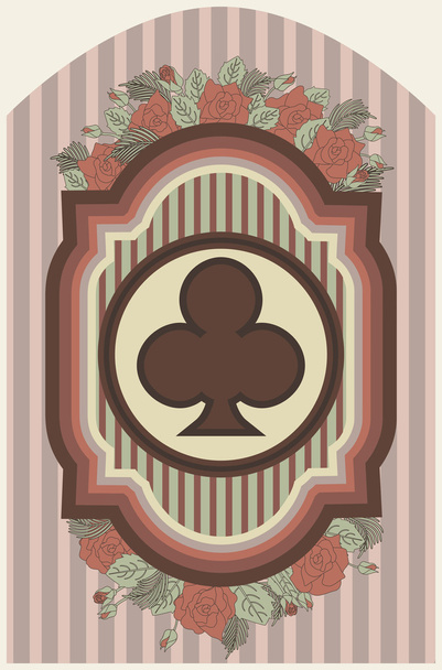 Vintage poker clubs kaart, vectorillustratie - Vector, afbeelding