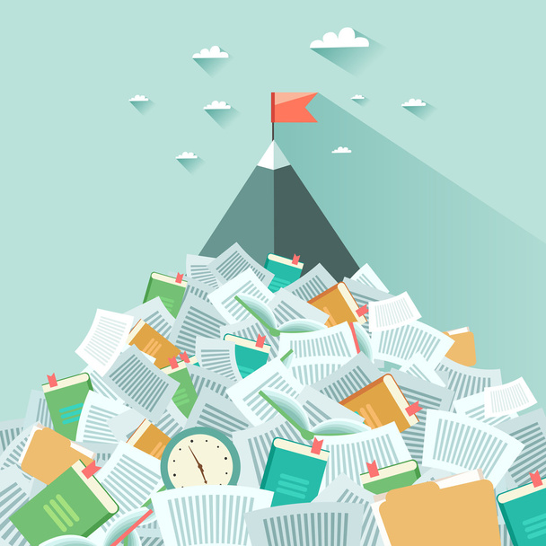 mountain sticking out from  pile of book  - Vector, Image