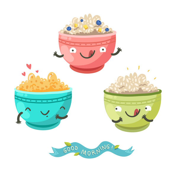 Cute porridge characters  - Vector, Image