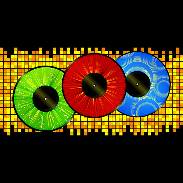 Вінілові диски на фоні мозаїки
 - Вектор, зображення