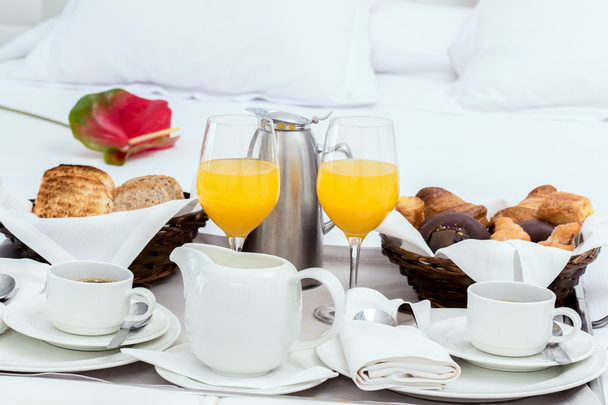 Room service with breakfast tray. - Photo, Image