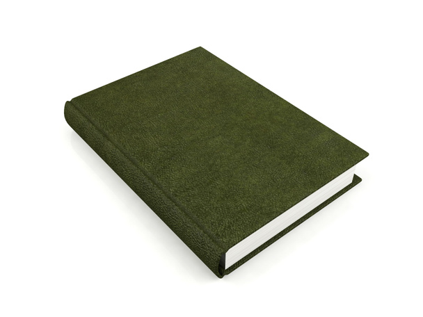 Un livre recouvert de cuir vert isolé sur fond blanc
 - Photo, image