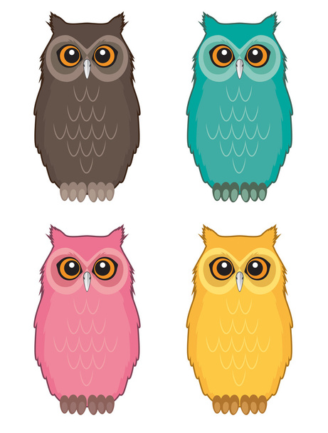 Owl color vector - Διάνυσμα, εικόνα