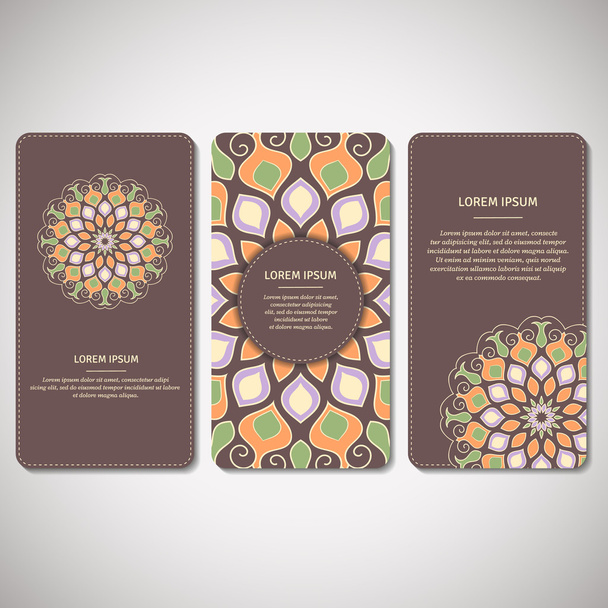 Set of ornamental cards, flyers with flower mandala - Wektor, obraz