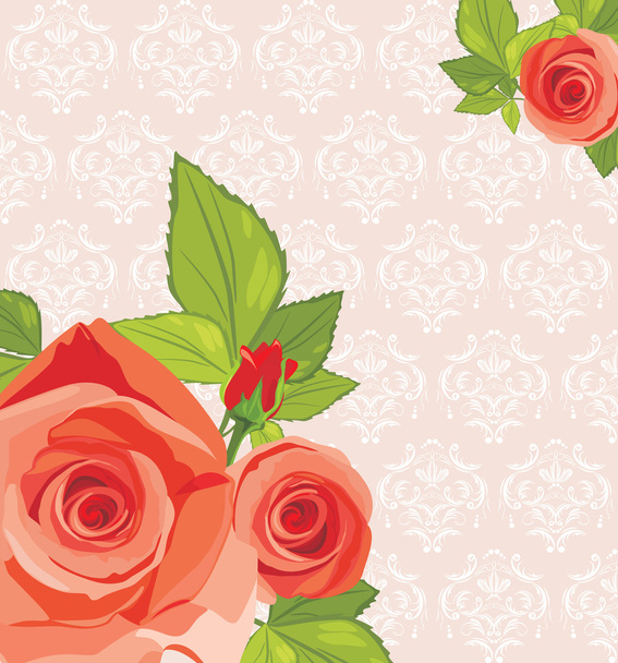 Decorative background with red roses - Διάνυσμα, εικόνα