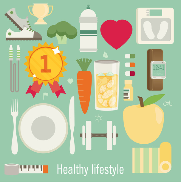 fitness and diet icons  - Вектор, зображення