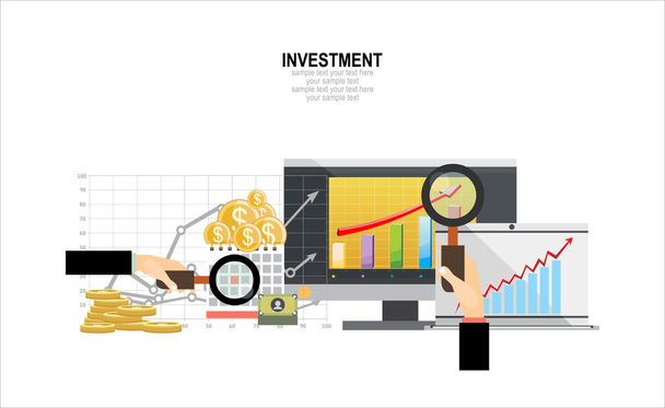 plochý design koncept pro investice - Vektor, obrázek
