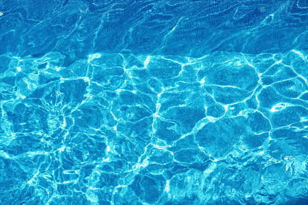 Water Background. Blue Ripped Swimming Pool Water, Sun Reflections - Photo, Image