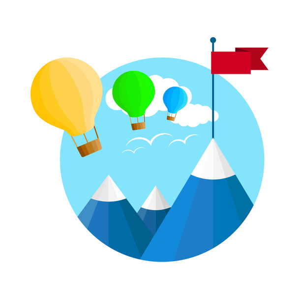 Tři balónky létající v horách - Vektor, obrázek