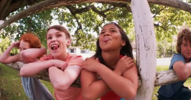 πρόσωπο του γέλιο παιδιά σε ένα πάρκο καλοκαίρι - Πλάνα, βίντεο
