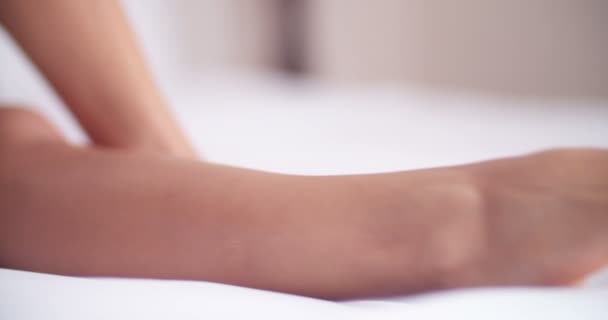 woman in underwear lying on bed - Felvétel, videó