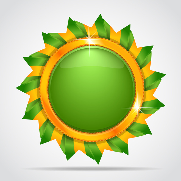 Green label in the form of the sun - Вектор, зображення