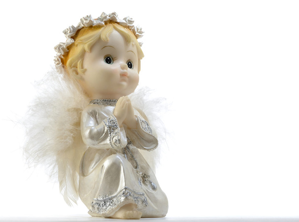 Little guardian angel isolated on white  background. Vintage decoration - Photo, Image