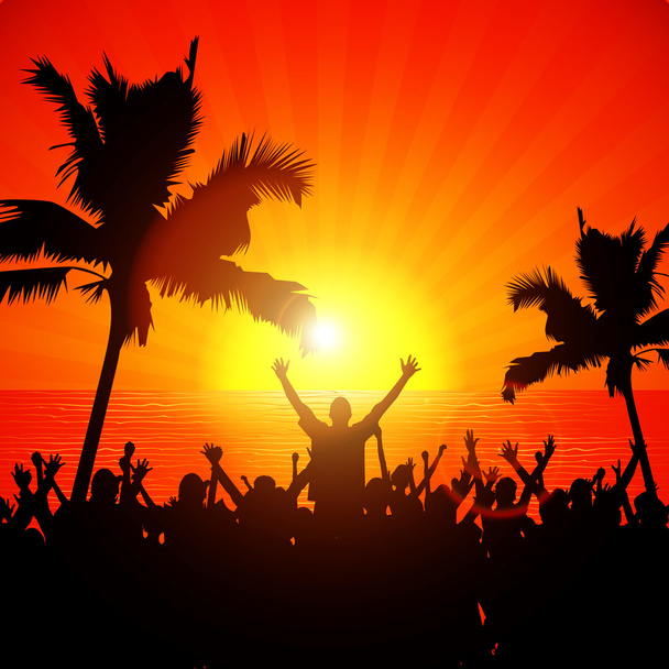 Party on the beach in summer - Vector, Image