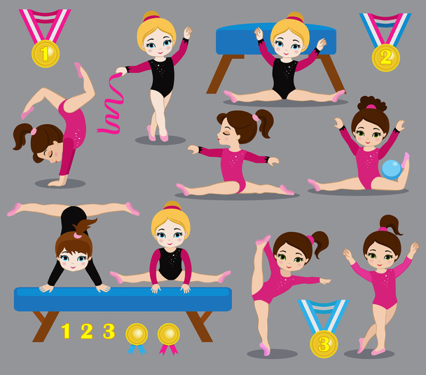 Gymnastique filles mignonnes ensemble. Illustration vectorielle
. - Vecteur, image
