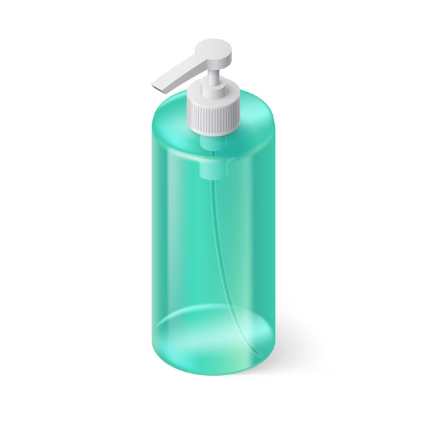Single Aquamarin Bottle of Shampoo in Isometric Style - Vector, Image