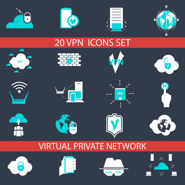 Ikony nastavit VPN - Vektor, obrázek