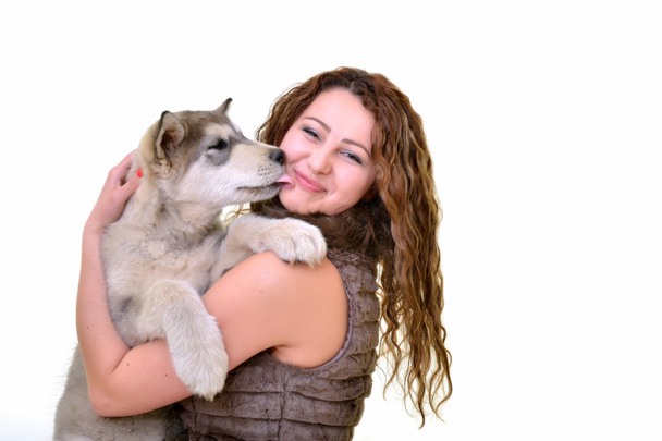 woman with malamute - Foto, afbeelding