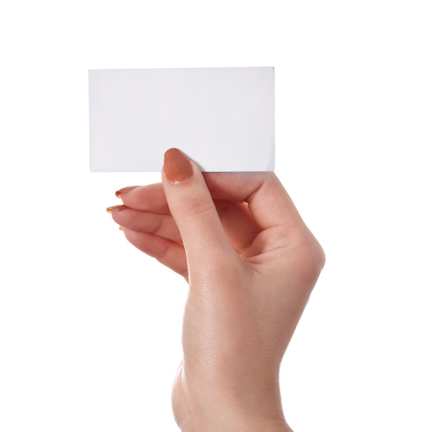 Hand holding blank business card isolated - Photo, Image