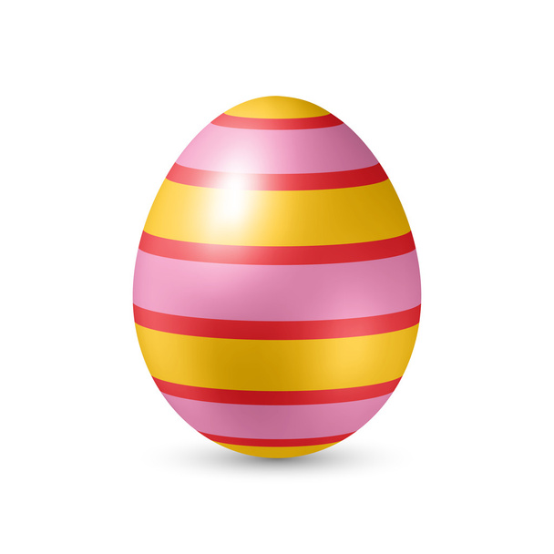 Easter Egg with Strips Texture - Standing Vertically on White Background - Vector, Image