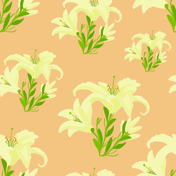 Lily on a pink . seamless pattern vector illustration - Vector, imagen