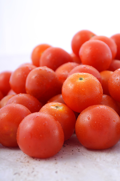 Red cherry tomatoes closeup. - Photo, Image