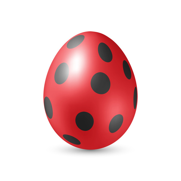 Red Easter Egg with Black Dots - Standing Vertically with Shadow - Vektori, kuva