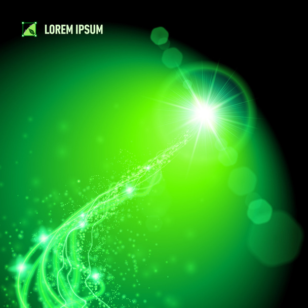 Energía de una estrella verde lejana
 - Vector, imagen