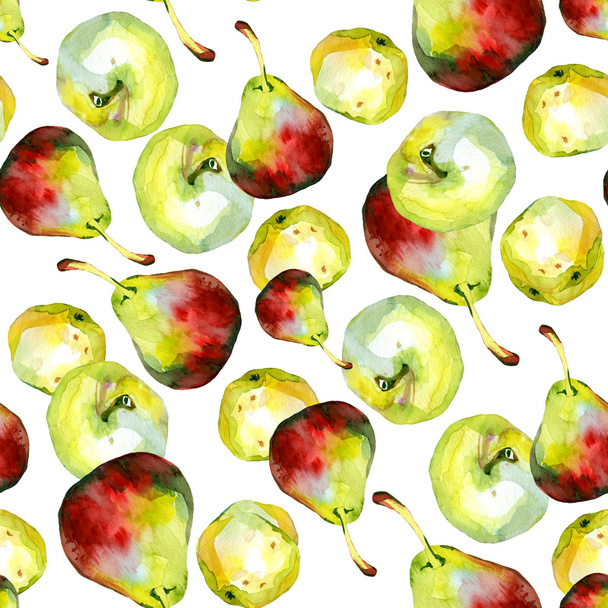 watercolor apples and pears pattern 1 - Foto, imagen