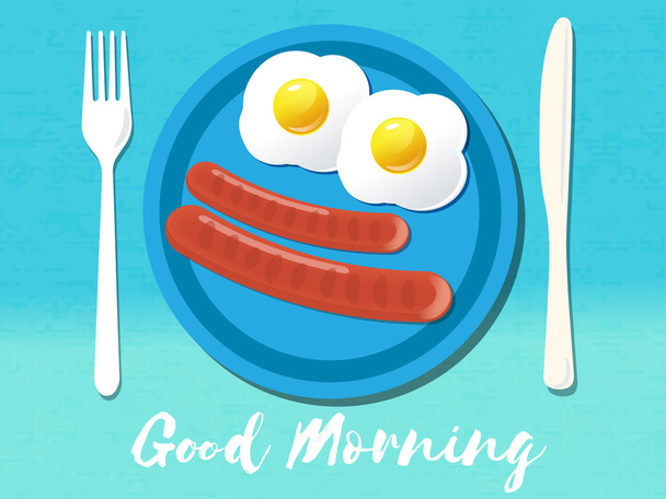 Good morning phrase. Breakfast omelet. Vector illustration. - Vector, Image
