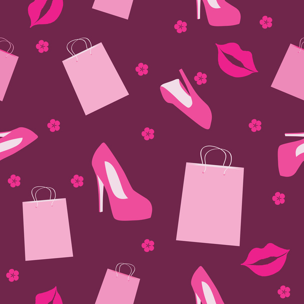 Seamless pattern with women's shoes - Vector, imagen