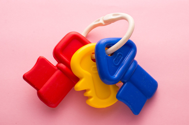 Traditional Plastic Baby Toy of Keys on Ring - Photo, Image