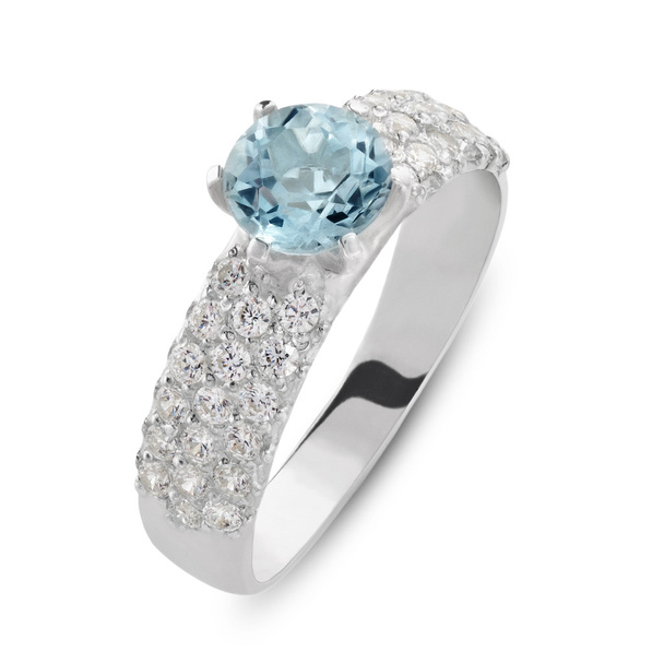 Single aquamarine and diamond ring - Foto, Imagen