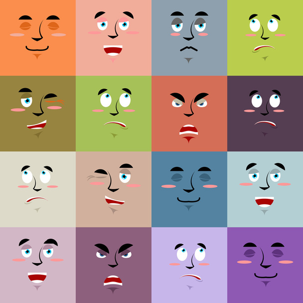 Desenhos animados enfrenta padrão sem emenda emoji. Defina a textura das emoções. C
 - Vetor, Imagem