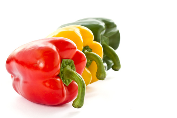 Red, green and yellow peppers - 写真・画像