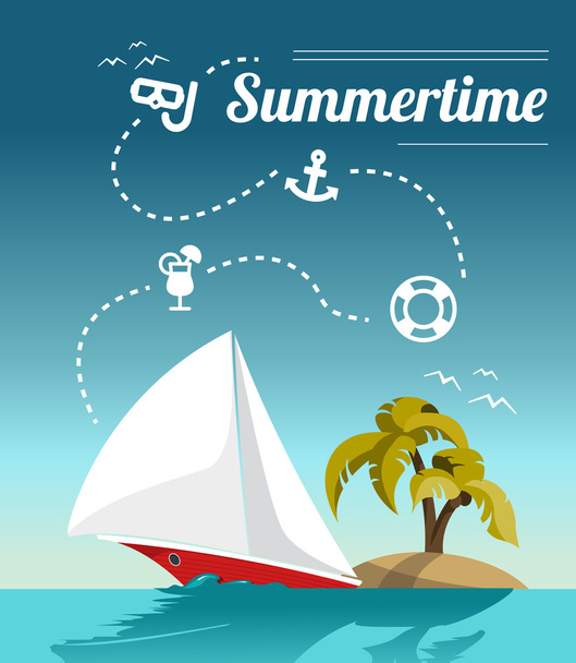 Sailing, summer background - Vettoriali, immagini