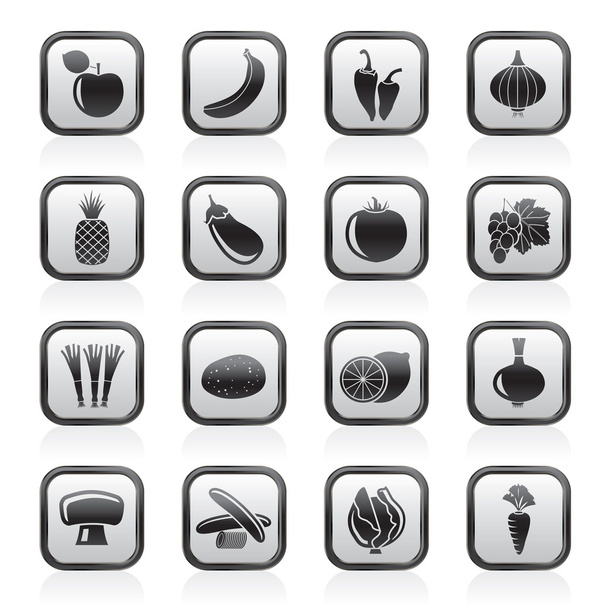 Different kind of fruit and vegetables icons - Vector, afbeelding