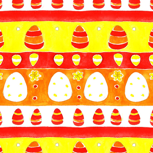 Watercolor easter eggs spring ornament - Фото, изображение