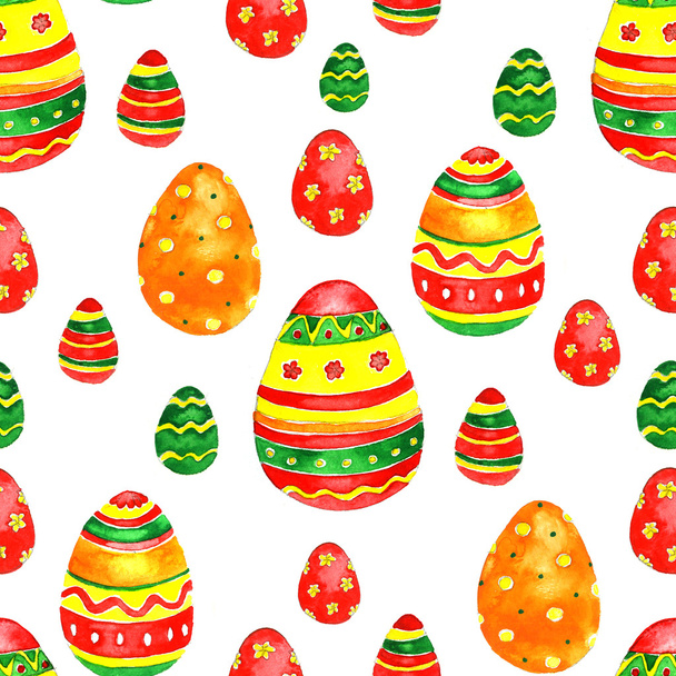 Watercolor easter eggs spring ornament - Фото, зображення