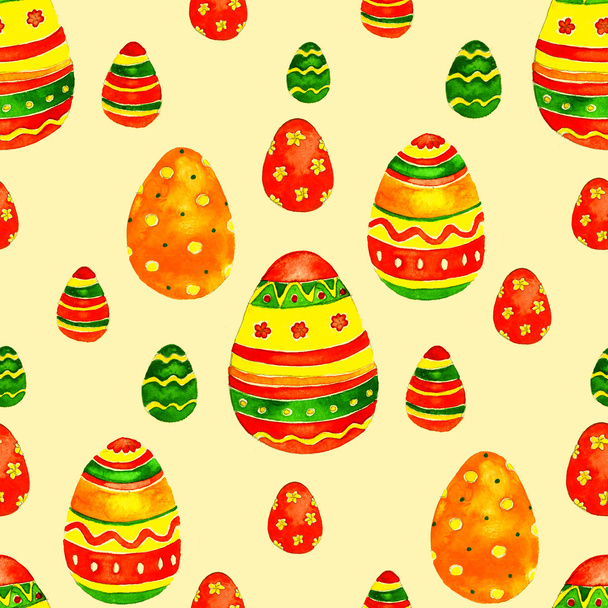 Watercolor easter eggs spring ornament - Φωτογραφία, εικόνα