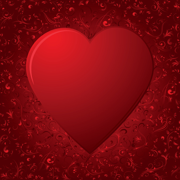 The Heart on red background - Vektor, kép