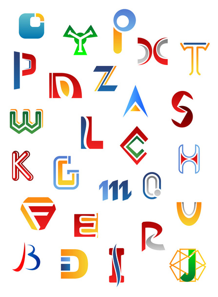 アルファベットの記号と文字のセット - ベクター画像