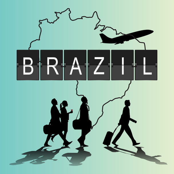 Infographic siluet kişi Brezilya uçuş için havaalanında - Vektör, Görsel