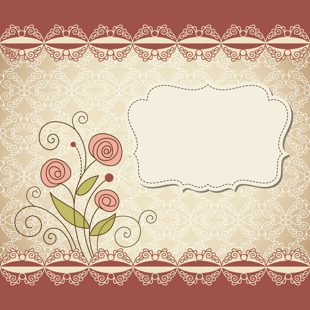 Vintage frame with flowers - Vector, Image